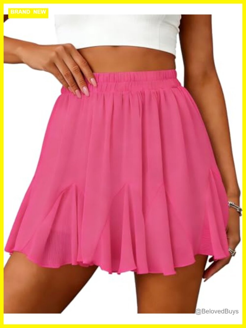 Pleated Ruffle High Waist Mini Skort for Tennis Golf Summer Casual